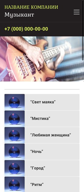 Готовый Сайт-Бизнес № 1457225 - Сайт музыканта (Мобильная версия)