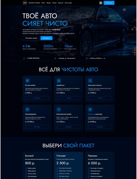 Готовый Лендинг № 8678923 - Сайт автомойки (Превью)