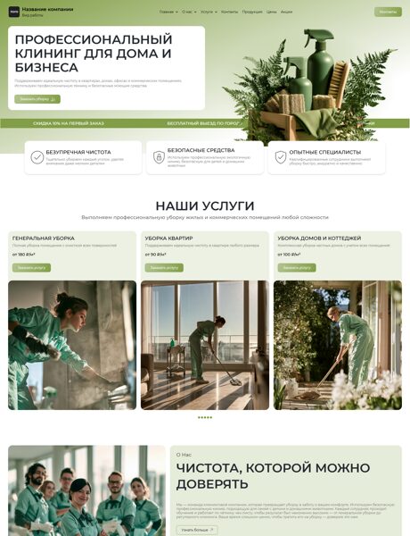 Готовый Сайт-Бизнес № 9025581 - Клининговые услуги (Превью)