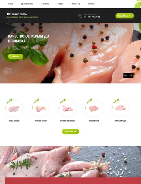 Готовый Сайт-Бизнес № 2235655 - Мясо птицы, яйцо, полуфабрикаты (Превью)
