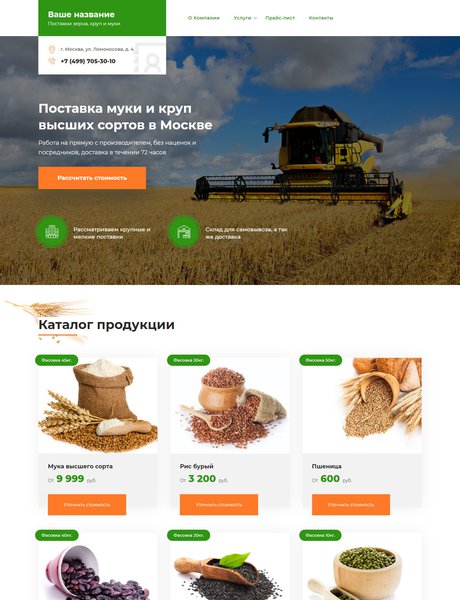 Готовый Сайт-Бизнес № 2370768 - Крупы, зерно, зерноотходы (Превью)