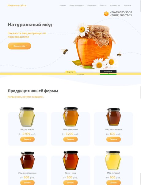 Готовый Сайт-Бизнес № 2375746 - Натуральный мёд (Превью)