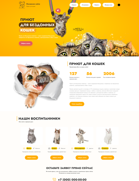 Готовый Сайт-Бизнес № 3063564 - Приют для кошек (Превью)