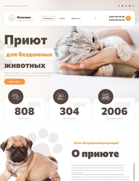 Готовый Сайт-Бизнес № 3926066 - Приют для животных (Превью)