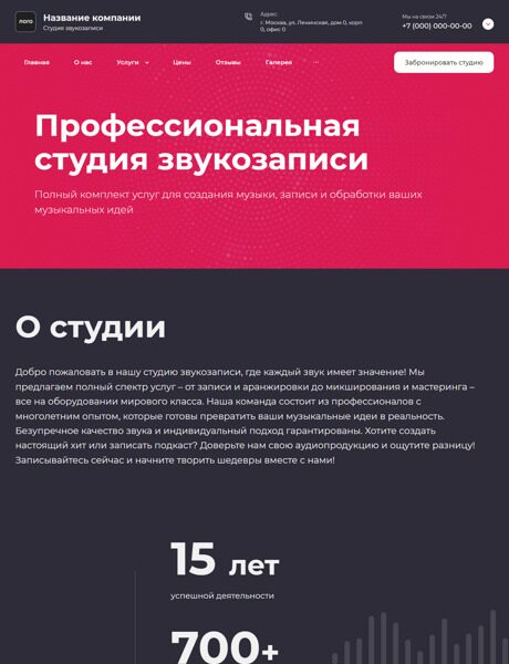 Готовый Сайт-Бизнес № 6079873 - Сайт студии звуко-и видеозаписи (Превью)