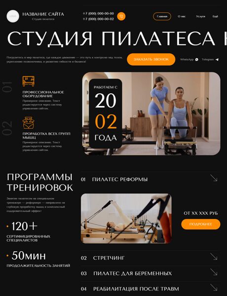 Готовый Сайт-Бизнес № 7240951 - Студия пилатеса (Превью)